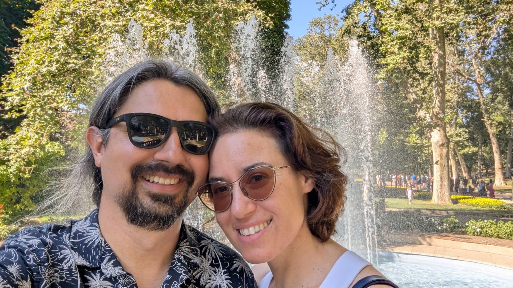 Julia and Daniel by a fountain in Istanbul